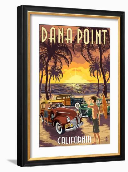 Dana Point, California - Woodies on the Beach-Lantern Press-Framed Art Print