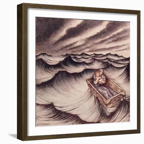 Danae and her son Perseus put in a Chest and Cast into the Sea, 1914-Arthur Rackham-Framed Giclee Print
