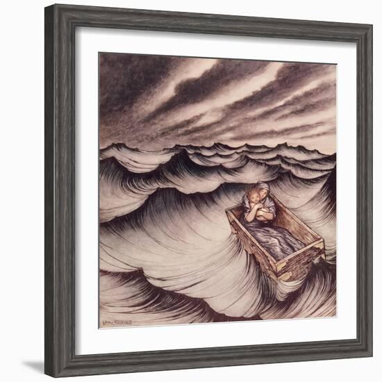 Danae and her son Perseus put in a Chest and Cast into the Sea, 1914-Arthur Rackham-Framed Giclee Print