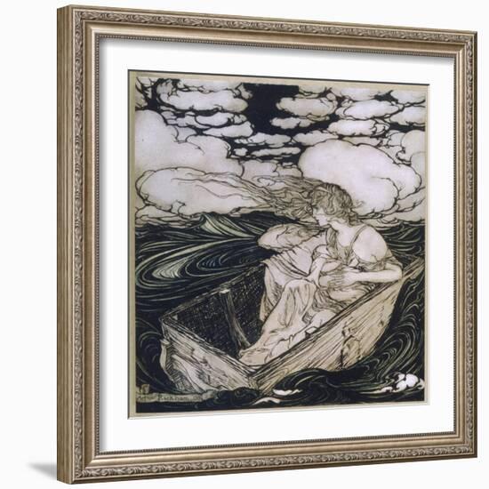 Danae Cast Adrift (1903)-Arthur Rackham-Framed Photographic Print