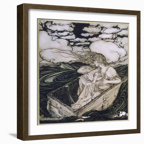 Danae Cast Adrift (1903)-Arthur Rackham-Framed Photographic Print