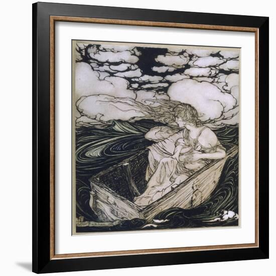 Danae Cast Adrift (1903)-Arthur Rackham-Framed Photographic Print