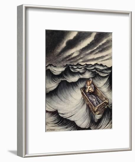 Danae Clapsed Her Child Closely, Illustration from 'A Wonder Book for Girls and Boys'-Arthur Rackham-Framed Giclee Print