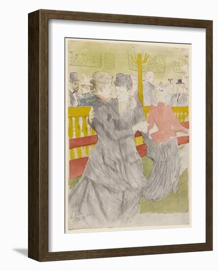 Dance at the Moulin Rouge, 1897 (Litho Printed in Gray-Black, Blue-Gray, Red, Yellow & Green on Cre-Henri de Toulouse-Lautrec-Framed Giclee Print