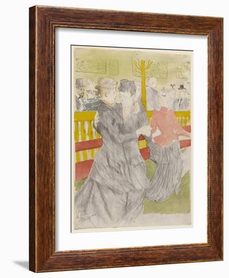 Dance at the Moulin Rouge, 1897 (Litho Printed in Gray-Black, Blue-Gray, Red, Yellow & Green on Cre-Henri de Toulouse-Lautrec-Framed Giclee Print