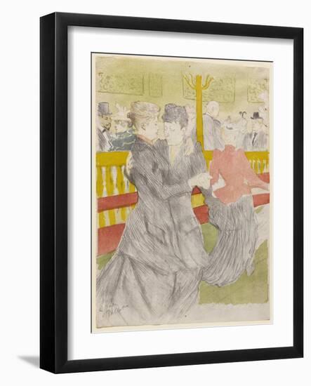 Dance at the Moulin Rouge, 1897 (Litho Printed in Gray-Black, Blue-Gray, Red, Yellow & Green on Cre-Henri de Toulouse-Lautrec-Framed Giclee Print