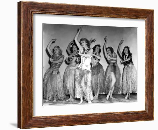 Dance, Girl, Dance, Lucille Ball, 1940, Dancing A Hula With The Chorus Girls-null-Framed Photo