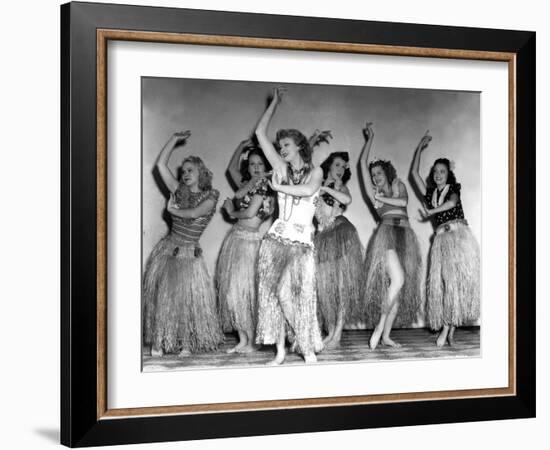 Dance, Girl, Dance, Lucille Ball, 1940, Dancing A Hula With The Chorus Girls-null-Framed Photo