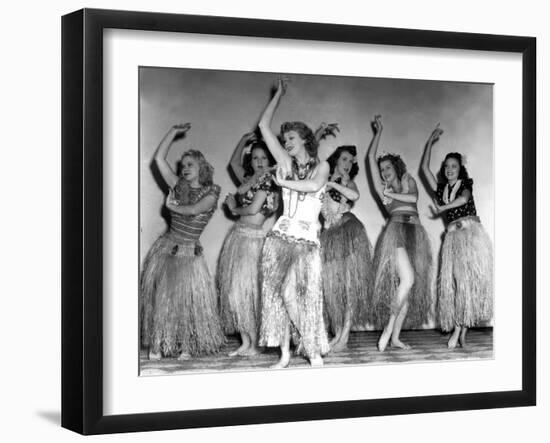 Dance, Girl, Dance, Lucille Ball, 1940, Dancing A Hula With The Chorus Girls-null-Framed Photo