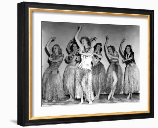 Dance, Girl, Dance, Lucille Ball, 1940, Dancing A Hula With The Chorus Girls-null-Framed Photo