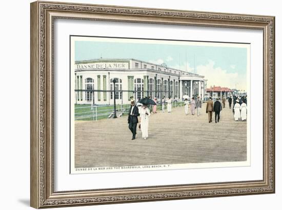 Dance House and Boardwalk, Long Beach, New York-null-Framed Art Print