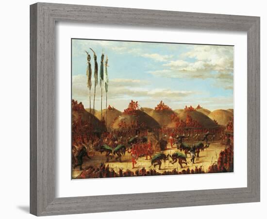 Dance of Buffalo at Mandan Okipa Ceremony-George Catlin-Framed Giclee Print