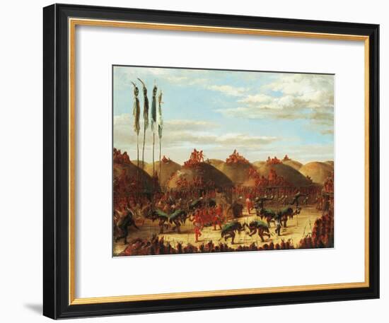 Dance of Buffalo at Mandan Okipa Ceremony-George Catlin-Framed Giclee Print