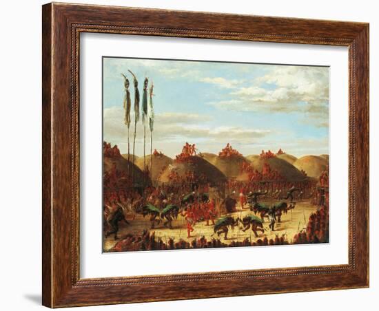 Dance of Buffalo at Mandan Okipa Ceremony-George Catlin-Framed Giclee Print