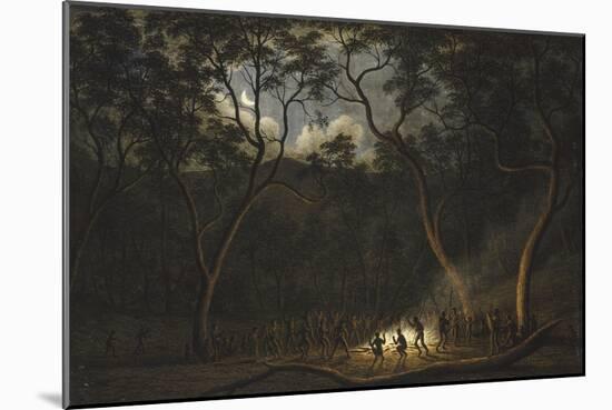 Dance of the Natives of Van Diemen's Land, Moonlight-John Glover-Mounted Giclee Print