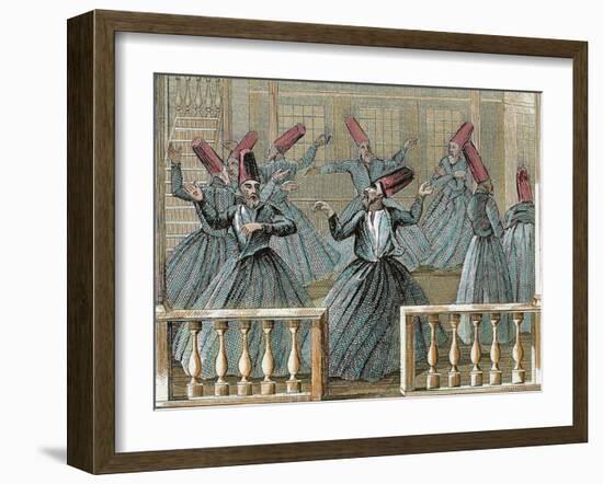 Dance of the Sufi Dervishes, 19th Century Colored Engraving-Prisma Archivo-Framed Photographic Print