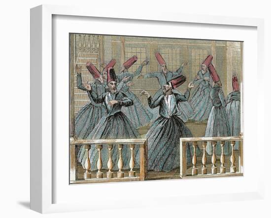 Dance of the Sufi Dervishes, 19th Century Colored Engraving-Prisma Archivo-Framed Photographic Print