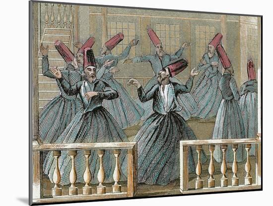 Dance of the Sufi Dervishes, 19th Century Colored Engraving-Prisma Archivo-Mounted Photographic Print