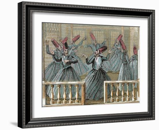 Dance of the Sufi Dervishes, 19th Century Colored Engraving-Prisma Archivo-Framed Photographic Print