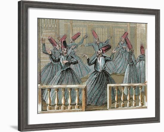 Dance of the Sufi Dervishes, 19th Century Colored Engraving-Prisma Archivo-Framed Photographic Print