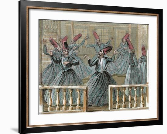 Dance of the Sufi Dervishes, 19th Century Colored Engraving-Prisma Archivo-Framed Photographic Print