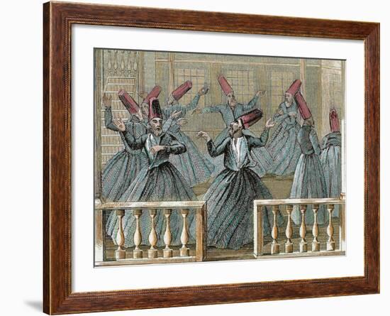 Dance of the Sufi Dervishes, 19th Century Colored Engraving-Prisma Archivo-Framed Photographic Print