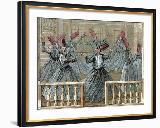 Dance of the Sufi Dervishes, 19th Century Colored Engraving-Prisma Archivo-Framed Photographic Print