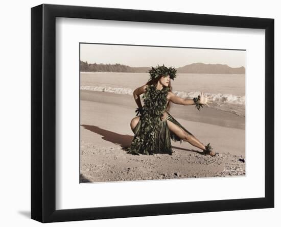 Dance of the Turtle, Hawaiian Hula Dancer-Alan Houghton-Framed Art Print