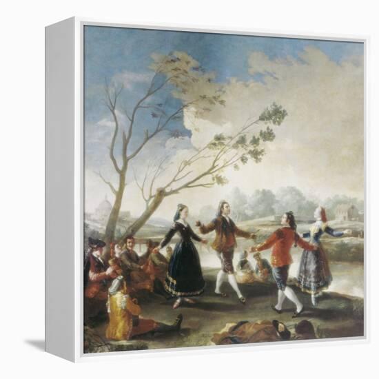 Dance on the Banks of the River Manzanares-Francisco de Goya-Framed Stretched Canvas