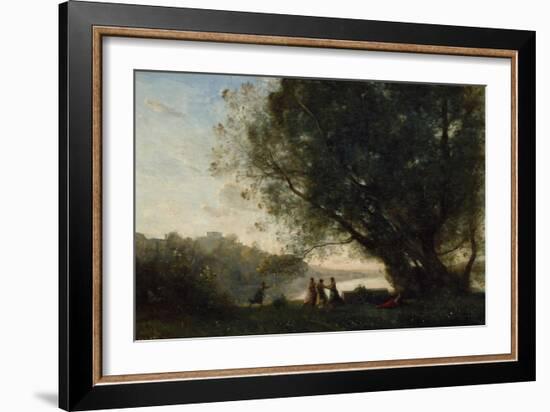 Dance under the Trees at the Edge of the Lake, 1865-70-Jean-Baptiste-Camille Corot-Framed Giclee Print