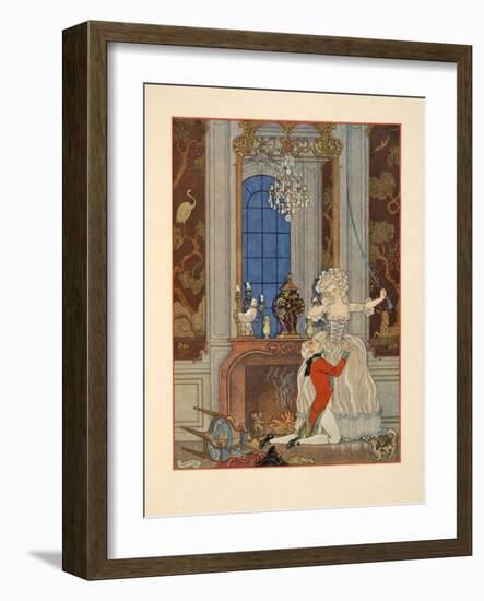 Danceny Declaring His Love to Cecile, Illustration from 'Les Liaisons Dangereuses' by Pierre Choder-Georges Barbier-Framed Giclee Print