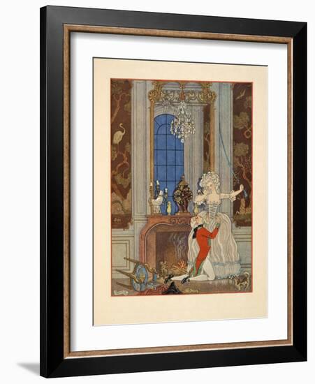 Danceny Declaring His Love to Cecile, Illustration from 'Les Liaisons Dangereuses' by Pierre Choder-Georges Barbier-Framed Giclee Print