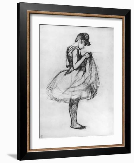 Dancer Adjusting Her Costume and Hitching Up Her Skirt, 1889-Henri de Toulouse-Lautrec-Framed Giclee Print