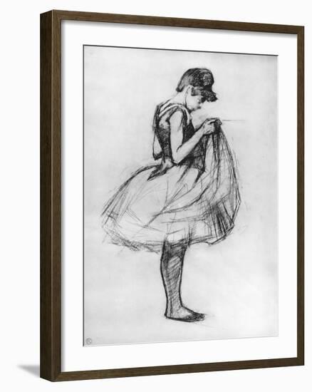 Dancer Adjusting Her Costume and Hitching Up Her Skirt, 1889-Henri de Toulouse-Lautrec-Framed Giclee Print
