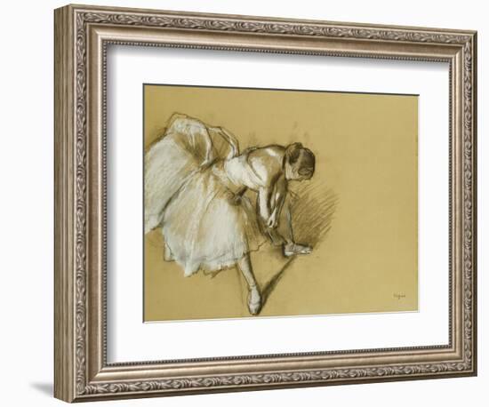 Dancer Adjusting Her Shoe, circa 1890-Edgar Degas-Framed Giclee Print