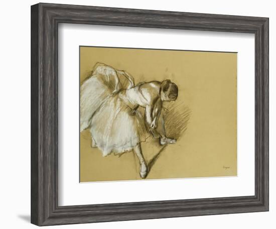 Dancer Adjusting Her Shoe, circa 1890-Edgar Degas-Framed Giclee Print