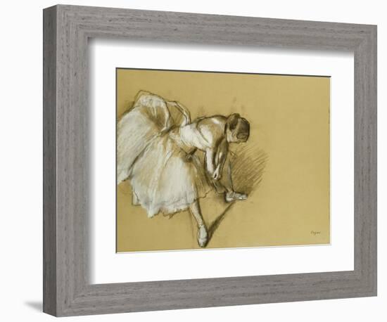 Dancer Adjusting Her Shoe, circa 1890-Edgar Degas-Framed Giclee Print