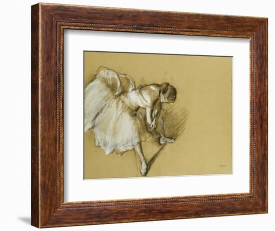 Dancer Adjusting Her Shoe, circa 1890-Edgar Degas-Framed Giclee Print