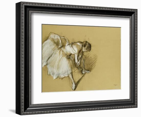 Dancer Adjusting Her Shoe, circa 1890-Edgar Degas-Framed Giclee Print