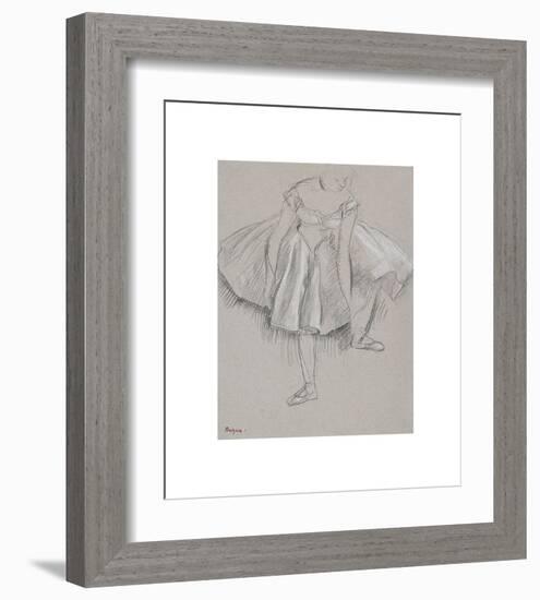 Dancer Adjusting her Shoe, early 1880s-Edgar Degas-Framed Premium Giclee Print