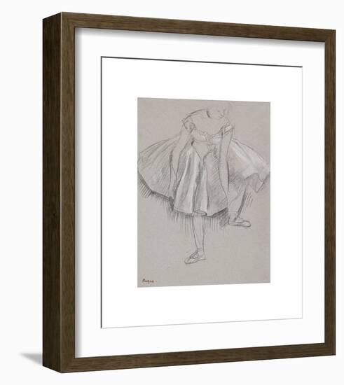 Dancer Adjusting her Shoe, early 1880s-Edgar Degas-Framed Premium Giclee Print