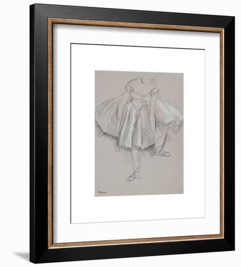 Dancer Adjusting her Shoe, early 1880s-Edgar Degas-Framed Premium Giclee Print