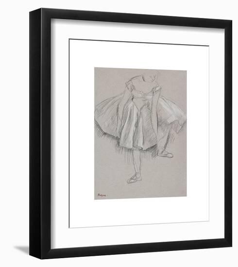 Dancer Adjusting her Shoe, early 1880s-Edgar Degas-Framed Premium Giclee Print