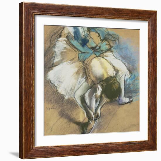 Dancer Adjusting Her Shoes, about 1880/85-Edgar Degas-Framed Giclee Print