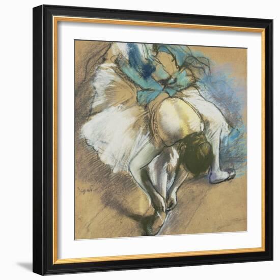 Dancer Adjusting Her Shoes, about 1880/85-Edgar Degas-Framed Giclee Print