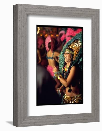 Dancer Amid Crowd of Samba Enthusiasts in Scanty, for Annual Rio Carnival Samba School Parade-Bill Ray-Framed Photographic Print