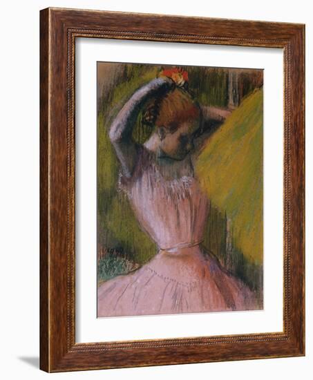 Dancer arranging her Hair by Edgar Degas-Edgar Degas-Framed Giclee Print