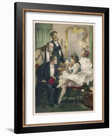 Dancer Entertains Three Devotees of Her Art in Her Dressing Room-D. Eusebio Planas-Framed Art Print