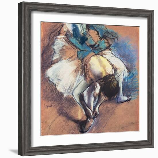 Dancer Fastening Her Pump, C.1880-85-Edgar Degas-Framed Giclee Print