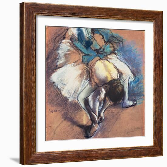 Dancer Fastening Her Pump, C.1880-85-Edgar Degas-Framed Giclee Print